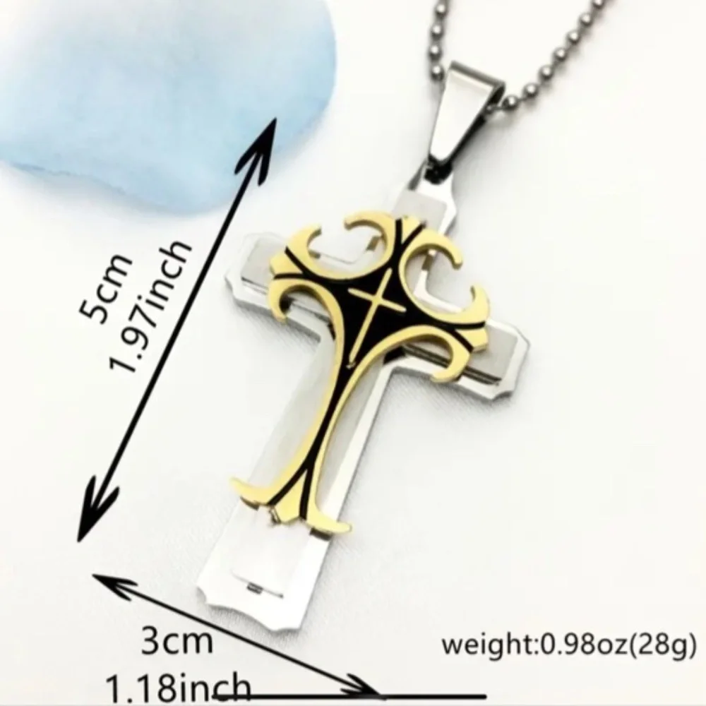 NIP Gold and Silver Tone Cross with Necklace for Men!